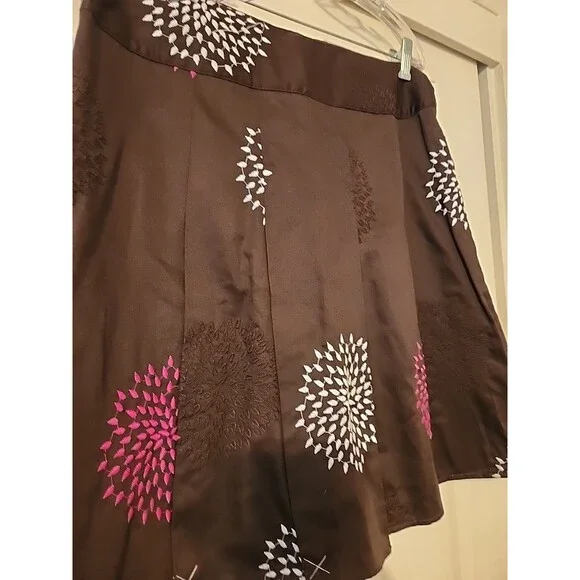 Ann Taylor Brown Floral Skirt Women’s Size 6 Knee Length Career Office Lined - Picture 5 of 6